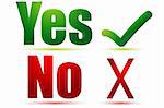 illustration of yes and no on white background