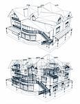 architecture blueprint of a house over a white background