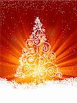 New Year background, snowflakes and Christmas tree, illustration. EPS 8 vector file included