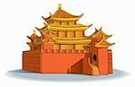 Chinese pagoda, in detail, vector illustration