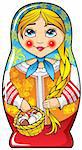 Traditional Russian matryoshka (matrioshka) doll, national style costume, vector illustration
