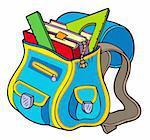 School bag with books - vector illustration.