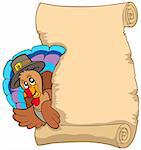 Thanksgiving scroll with turkey 1 - vector illustration.