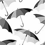 Seamless pattern with black men open umbrellas