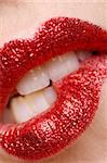 beautiful woman mouth with red lipstick