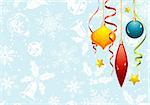 Christmas background with bauble and decoration element, vector illustration