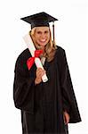 Young woman with graduation gown and diploma