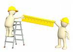 3d builders with ruler. Isolated over white