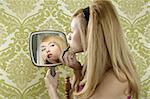 Retro mirror makeup woman lipstick vintage wallpaper