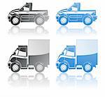 A Vector  illustration of pickup and small truck.