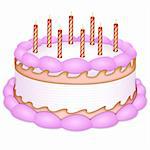 illustration of birthday cake on white background