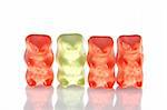 gummy bears isolated on white background showing special individuality