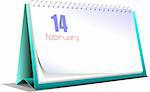 Vector illustration of desk calendar. 14 february. Valentine`s Day