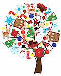 vector illustration of tree with christmas elements