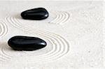 zen garden with sand stones and copyspace for a text message