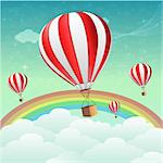 illustration of parachutes with rainbow