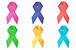 illustration of breast cancer awareness ribbons on white background