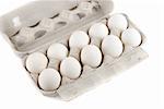 Eggs at the box isolated on a white background