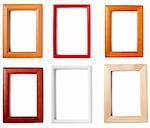 collection of wooden frames on white background. each one is in full camera resolution