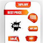 illustration of sale and discount tags on white background