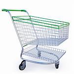empty shopping cart isolated on white inclluding clipping path.