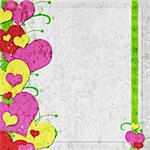 Valentine grunge background with hearts