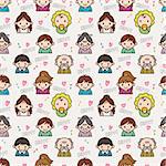 seamless cute family pattern,vector illustration
