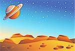 Cartoon red planet landscape - vector illustration.
