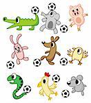 cartoon animals play soccer