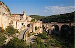 Minerve village and bridge in France in summer sun