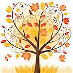 Beautiful autumn tree with fall Leafs - vector illustration