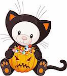Cute Teddy Bear dressed as a black Halloween Cat