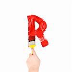 Painting Letter R on white background