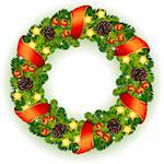 Vector illustration - decorated christmas wreath