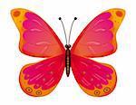 A beautiful red butterfly isolated.  EPS10 Vector . Vector art in Adobe illustrator EPS format, compressed in a zip file. The different graphics are all on separate layers so they can easily be moved or edited individually. The document can be scaled to any size without loss of quality.