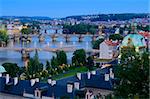 Bridges in Prague over the river Vltava at sunset