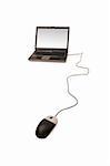 Laptop with mouse isolated on the white background