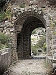 Ancient arch pathway on a Bar old town in Montenegro