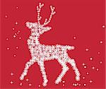 vector illustration of reindeer made of snowflakes
