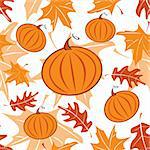 Autumnal seamless pattern with pumpkins. Vector illustration.