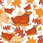 Autumnal seamless pattern with turkeys. Vector illustration