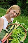 Young woman holding basket with vegetable