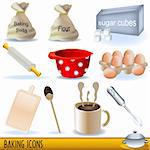 Set of colored illustration of baking icons.