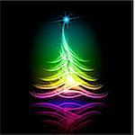 Abstract vector glowing background. Color Christmas tree.
