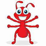 vector illustration of a cute little red ant. No gradient.