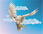 Eagle with large wings, struggling against the wind, gradient fill, vector illustration