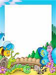 Frame with various garden animals - color illustration.