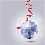 Christmas blue background with hanging mirror ball