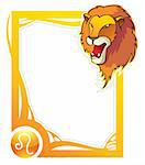 Leo, the fifth sign from the series of the zodiac frames in cartoon style, vector illustration
