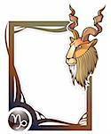 Capricorn, the tenth sign from the series of the zodiac frames in cartoon style, vector illustration
